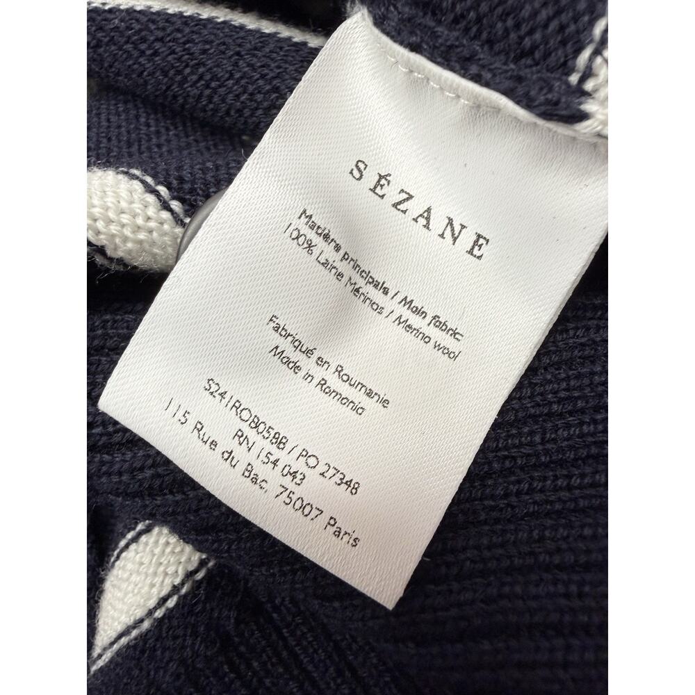 Sezane Evelyn Navy White Striped Merino Wool Sweater Dress XS Knit - Picture 9 of 9